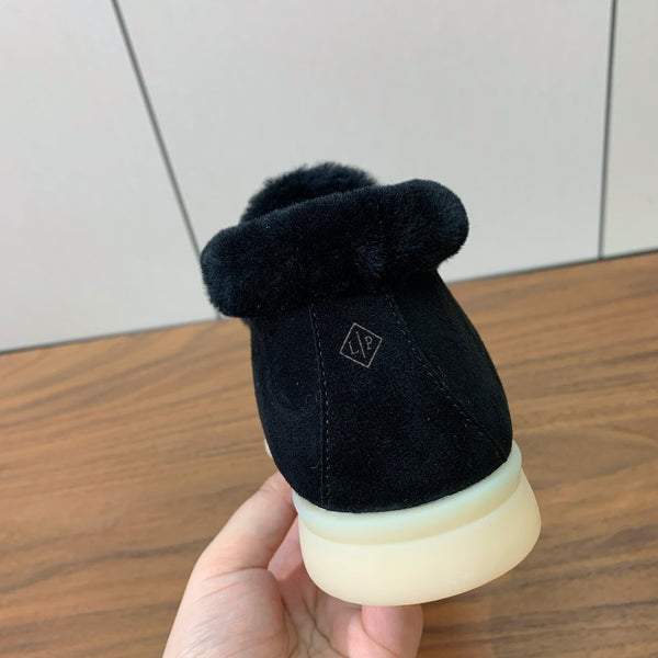 Stivali Chukka LP Open Walk in pelle scamosciata nera con pelliccia di agnello