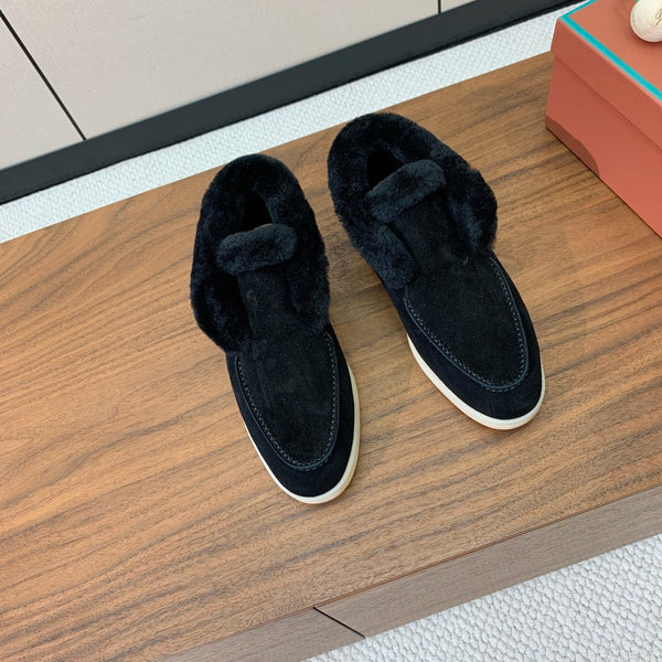 Stivali Chukka LP Open Walk in pelle scamosciata nera con pelliccia di agnello