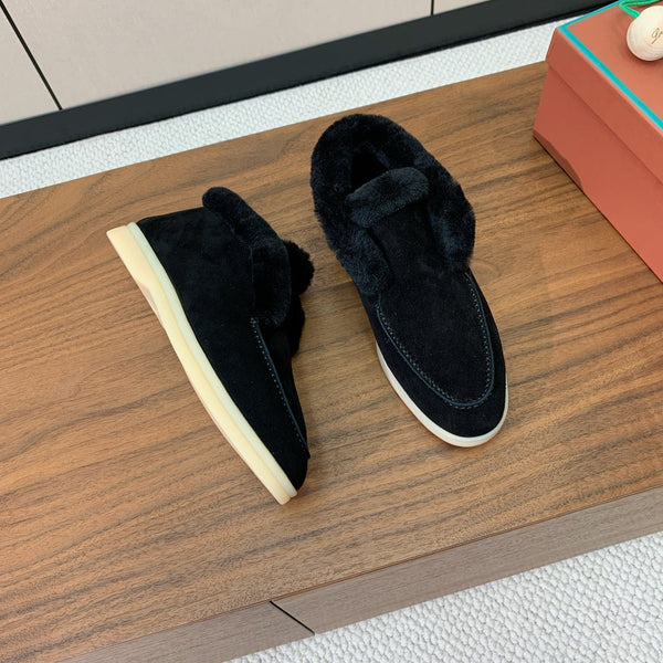 Stivali Chukka LP Open Walk in pelle scamosciata nera con pelliccia di agnello