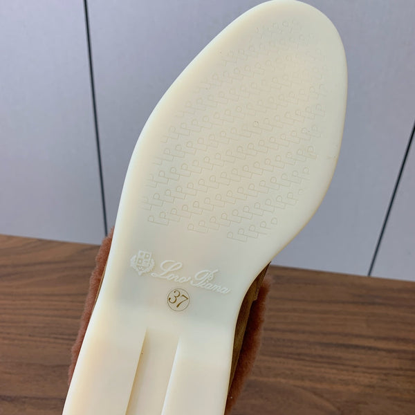 LP Summer Charms Walk Loafers Brown Suede & Tan Brown Rabbit Fur 549535