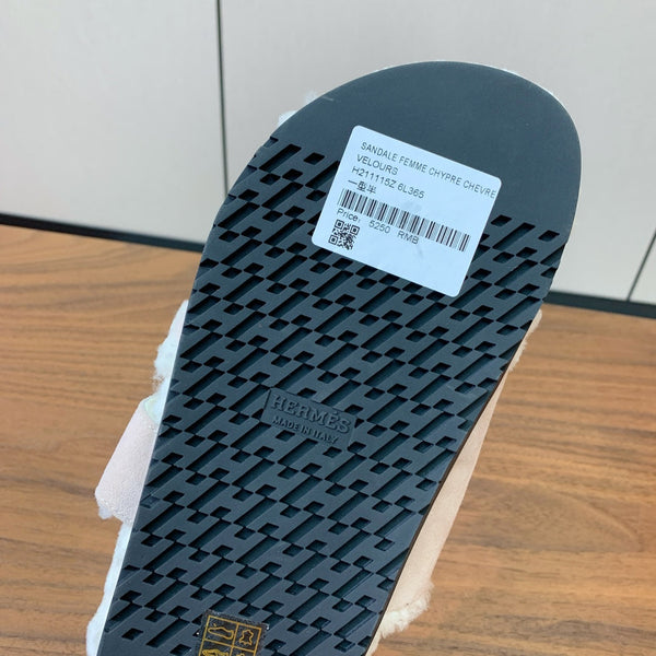 HM Chypre Sandal In Light Pink Mix White Fleece And Suede 984194