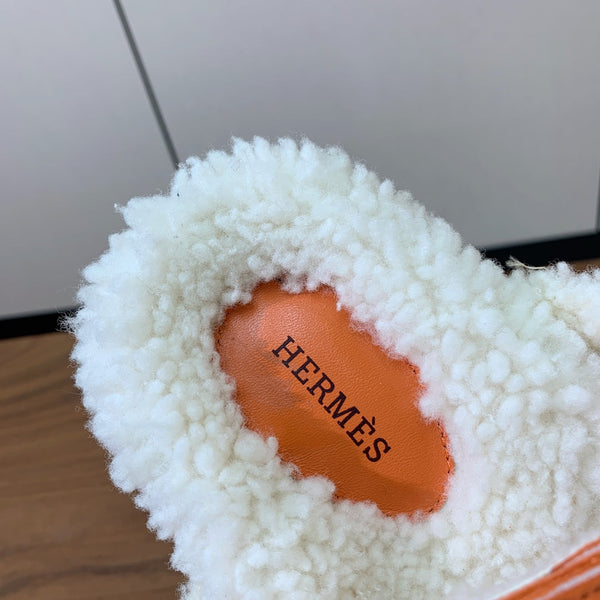 HM Chypre Sandal In Orange Mix White Fleece And Suede 984196