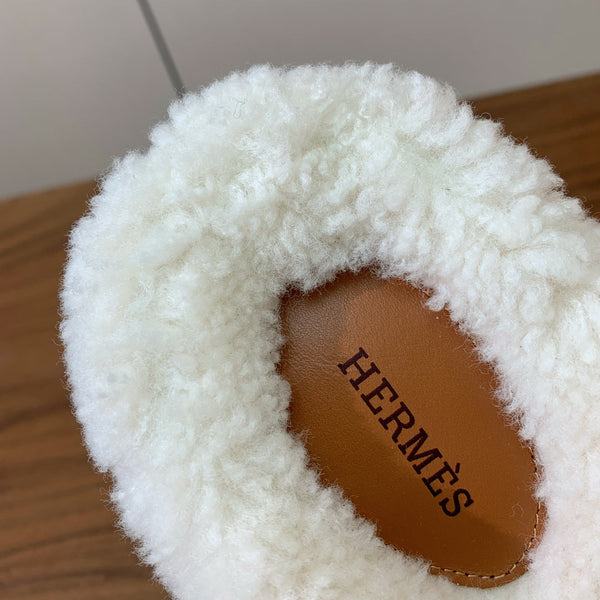 HM Chypre Sandal In Brown Orange Mix White Fleece And Suede 984198