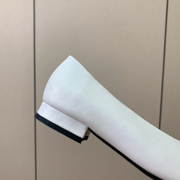 LP Rebecca Ballet Flats In White Mix Yellow Brown Cowhide 984358