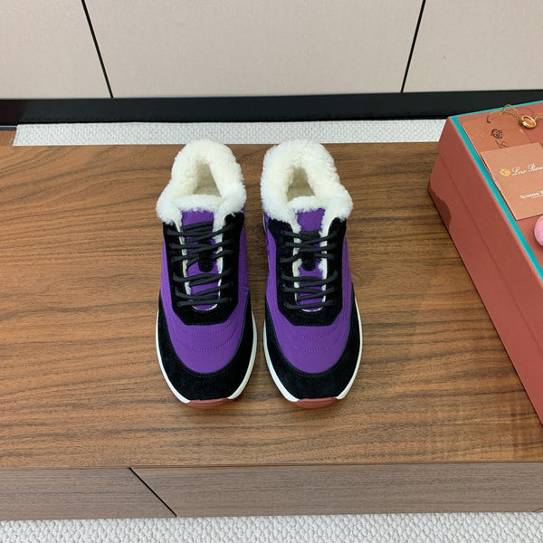 LP Week-end Walk Sneakers In Purple Mix Black Denim With Wool Fleece Lining 984279