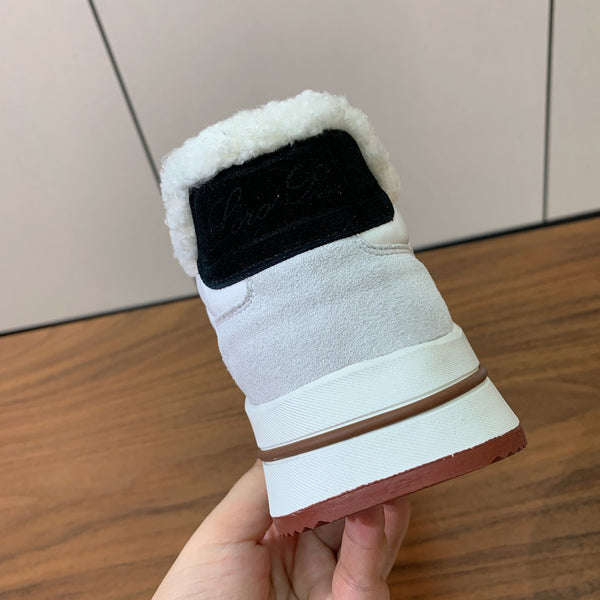 LP Week-end Walk Sneakers In White Grey Mix Black Denim With Wool Fleece Lining 984282