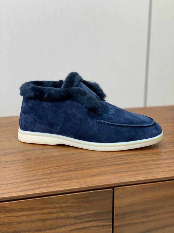 LP Open Walk Ankle Boot In Navy Blue Suede With Wool Fleece Lining 984275