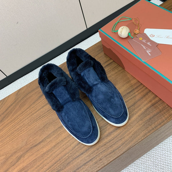 LP Open Walk Ankle Boot In Navy Blue Suede With Wool Fleece Lining 984275