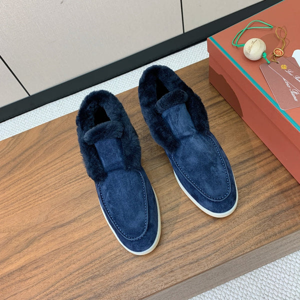 LP Open Walk Ankle Boot In Navy Blue Suede With Wool Fleece Lining 984275