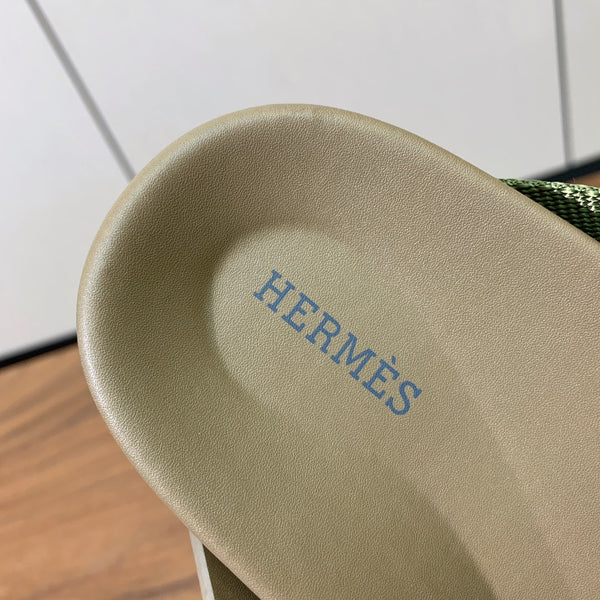 HM Kazimir Sandal Green mix Etoupe Canvas Calfskin 293993