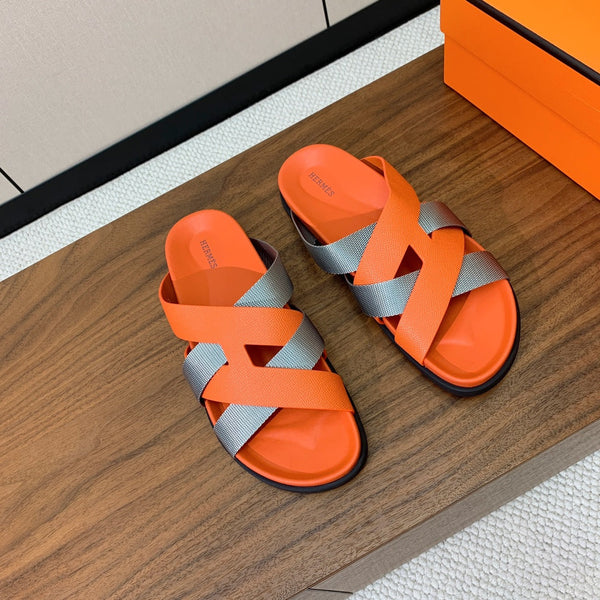 HM Kazimir Sandal Orange mix Gray Canvas Calfskin 293995