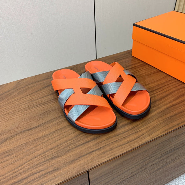 HM Kazimir Sandal Orange mix Gray Canvas Calfskin 293995