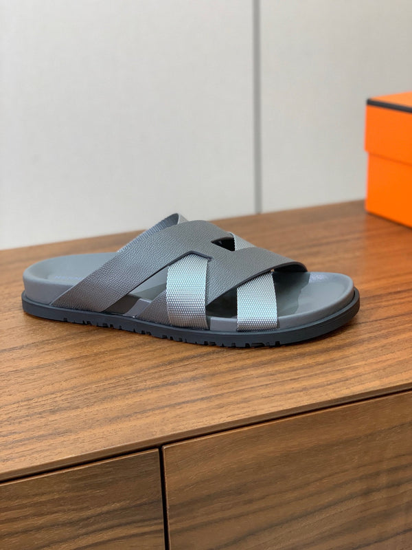 HM Kazimir Sandal Gray Canvas Calfskin 293997