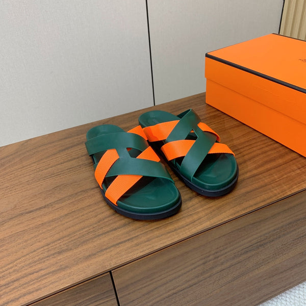 HM Kazimir Sandal Green Orange Frabic Calfskin 294007