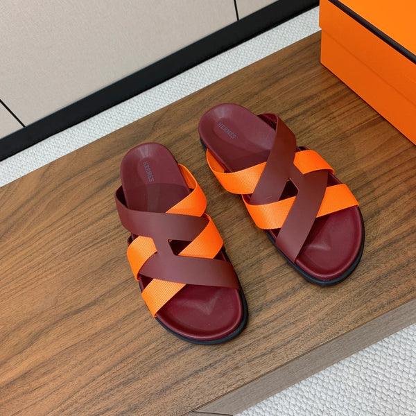 HM Kazimir Sandal Burgundy Orange Frabic Calfskin 294006