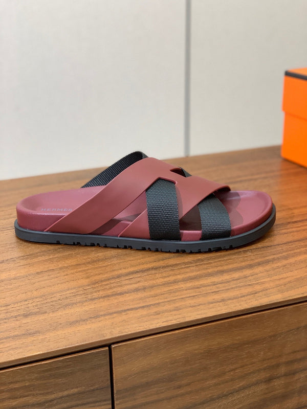 HM Kazimir Sandal Burgundy Black Frabic Calfskin 294008