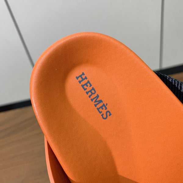 Sandalo HM Kazimir in pelle di vitello nera e arancione 294011