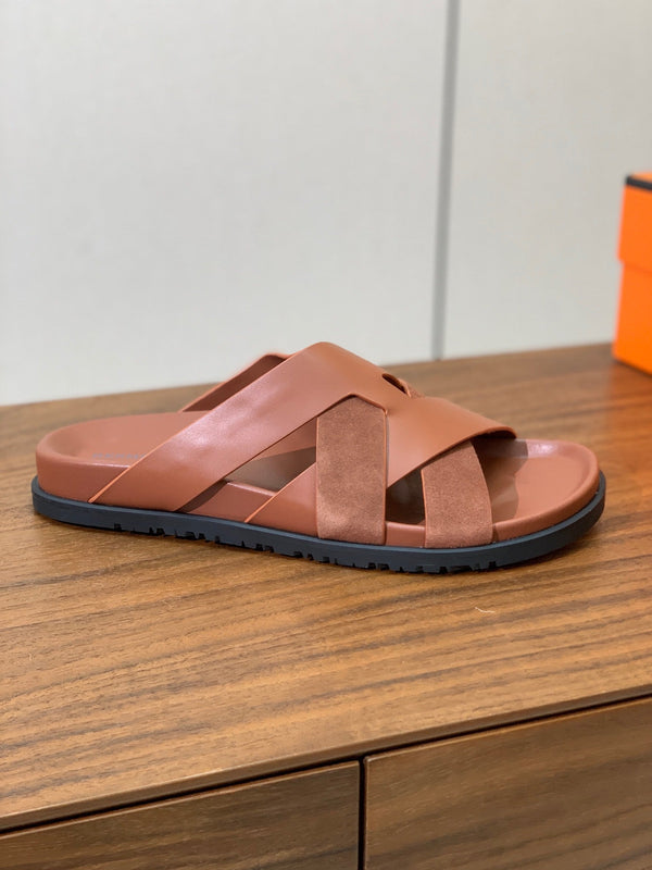 HM Kazimir Sandal Brown Suede Calfskin 294031