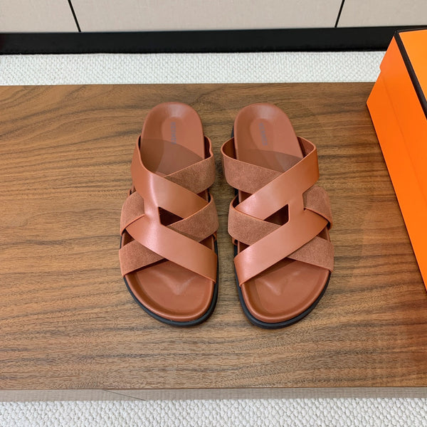 HM Kazimir Sandal Brown Suede Calfskin 294031