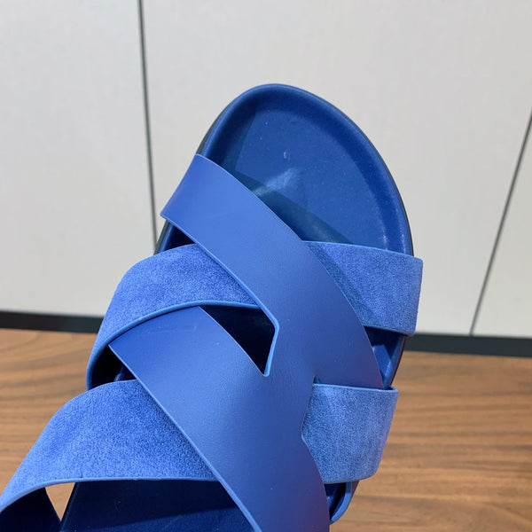 HM Kazimir Sandal Cobalt Blue Suede Calfskin 294032