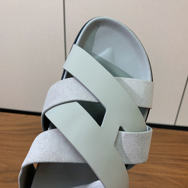 Sandalo HM Kazimir in pelle scamosciata di vitello blu baby 294038