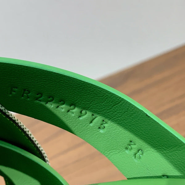 HM Kazimir Sandal Green Gray Farbic Calfskin 293988