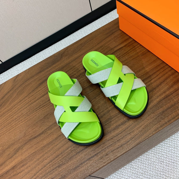 HM Kazimir Sandal Green Farbic Calfskin 293984