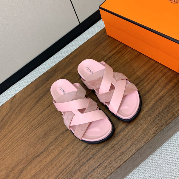 HM Kazimir Sandal Pink Suede Calfskin 293989