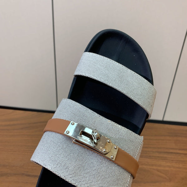 Sandalo HM Jackson in pelle di vitello grigio nero 294042