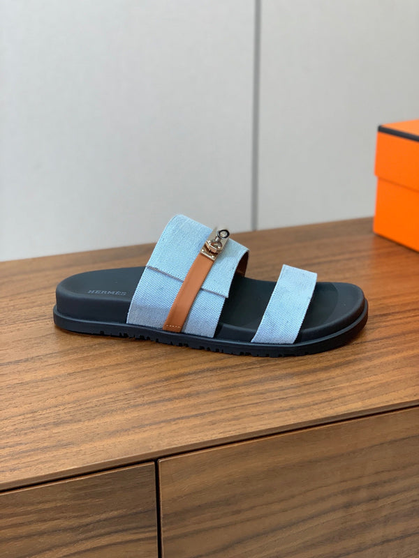 Sandalo HM Jackson in pelle di vitello nera denim 294043