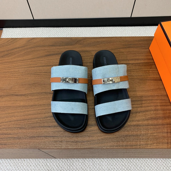 Sandalo HM Jackson in pelle di vitello nera denim 294043