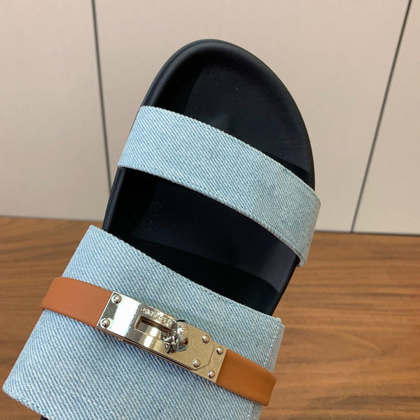 Sandalo HM Jackson in pelle di vitello nera denim 294043