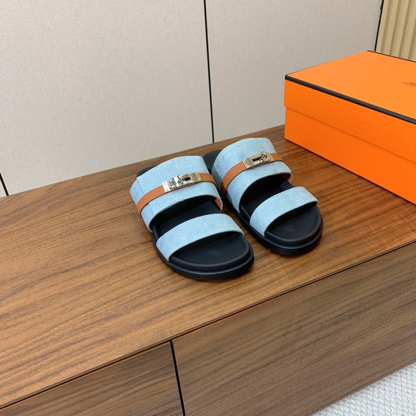 Sandalo HM Jackson in pelle di vitello nera denim 294043