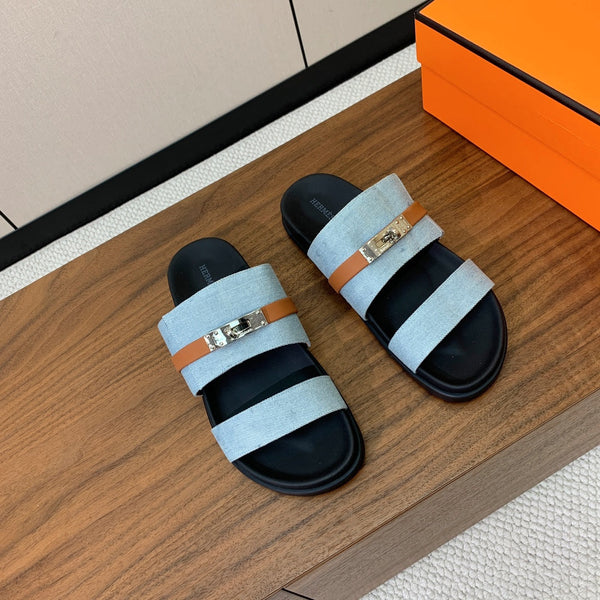 Sandalo HM Jackson in pelle di vitello nera denim 294043