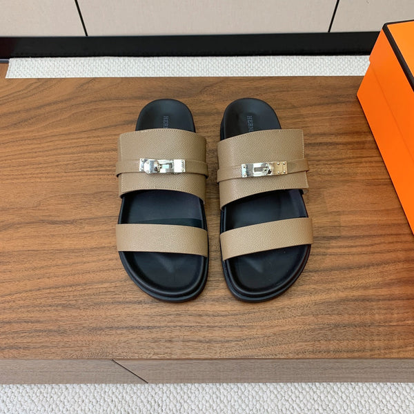 HM Jackson Sandal Beige Black Cowhide 294060