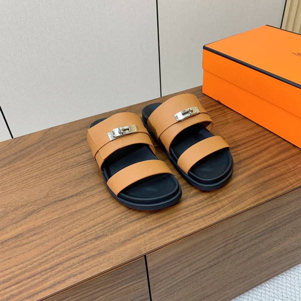 HM Jackson Sandal Brown Orange Cowhide 294061