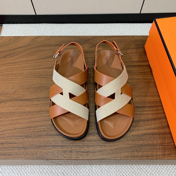 Sandali HM Heracles in pelle di vitello marrone beige Frabic 294068