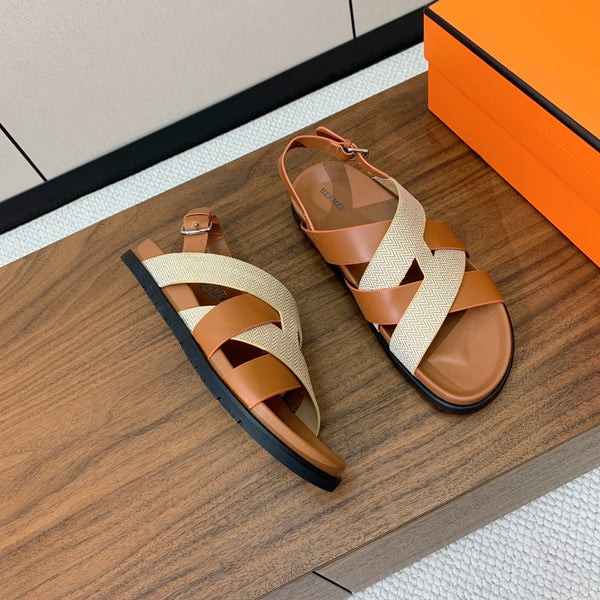 Sandali HM Heracles in pelle di vitello marrone beige Frabic 294068