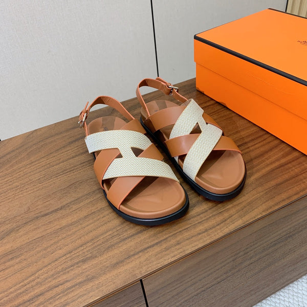 Sandali HM Heracles in pelle di vitello marrone beige Frabic 294068