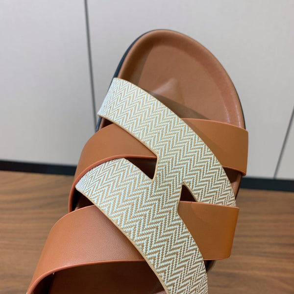 Sandali HM Heracles in pelle di vitello marrone beige Frabic 294068