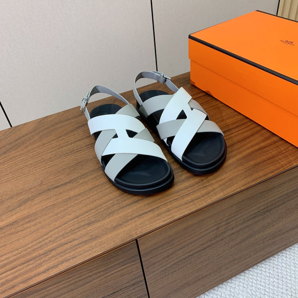 Sandali HM Heracles in pelle di vitello bianca e grigia 294075