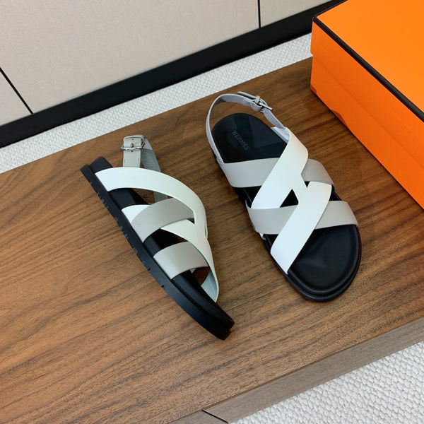 Sandali HM Heracles in pelle di vitello bianca e grigia 294075