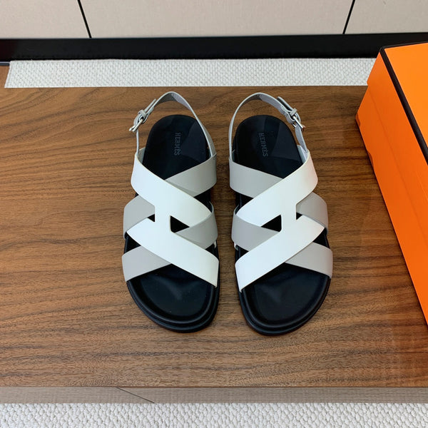 Sandali HM Heracles in pelle di vitello bianca e grigia 294075