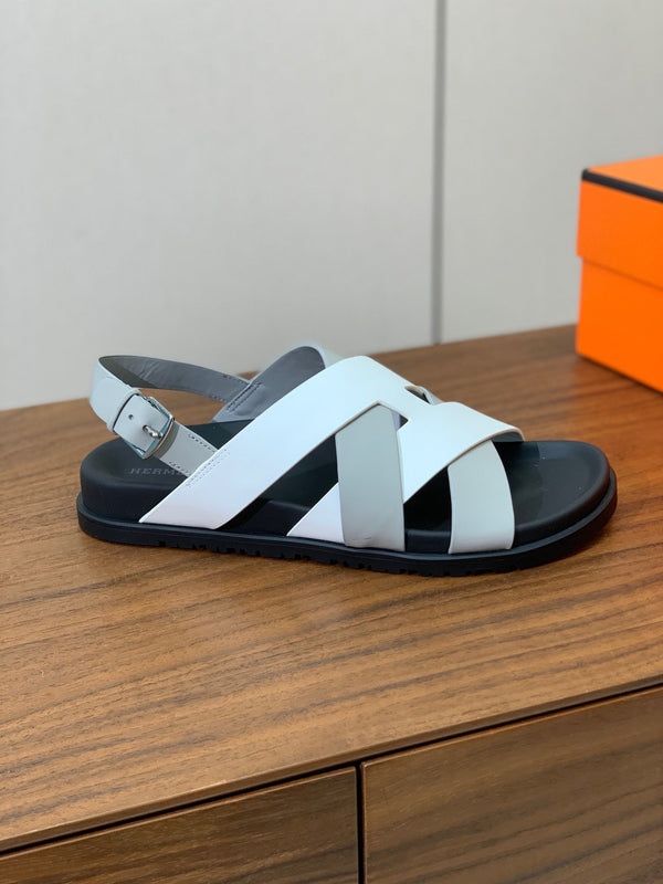 Sandali HM Heracles in pelle di vitello bianca e grigia 294075