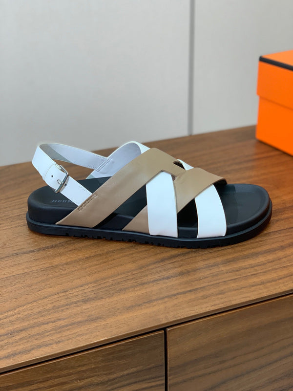 HM Heracles Sandals White Etoupe Calfskin 294079