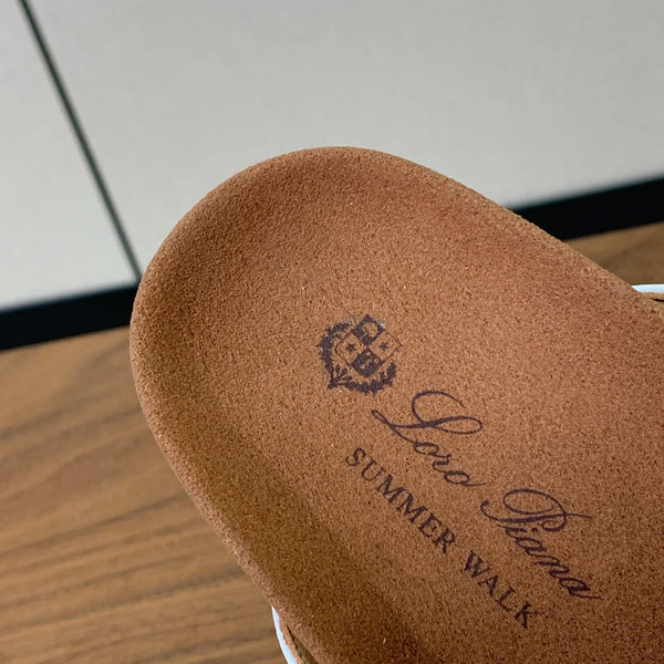 LP Birkenstock slippers white beige brown raffia calfskin 386727