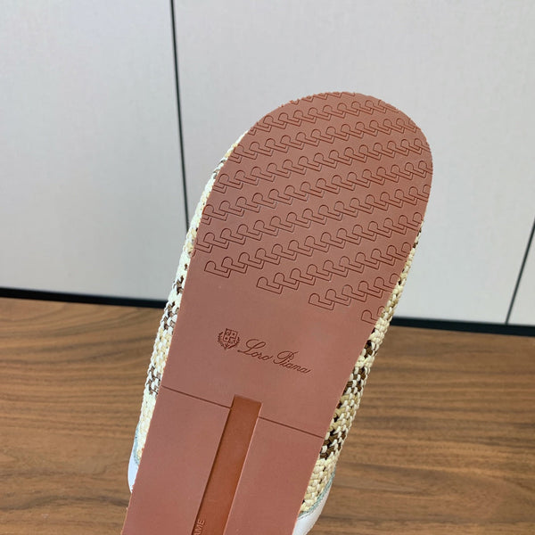 LP Birkenstock slippers white beige brown raffia calfskin 386727