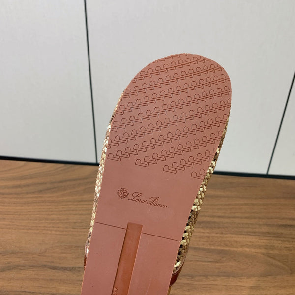 LP Birkenstock slippers brown beige brown raffia calfskin 386728