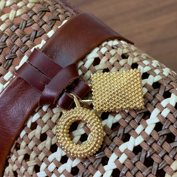 LP Birkenstock slippers brown beige brown raffia calfskin 386728