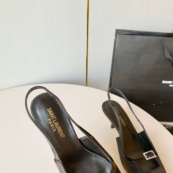 SL BLADE SLINGBACK BLACK SATIN
